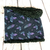 Bats purple outline snood scarf