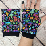 Rainbow mushrooms fingerless gloves stocking filler