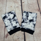 Grey ghost fingerless gloves