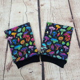 Rainbow Mushrooms fingerless gloves