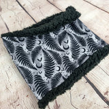 Grey fern forest snood scarf