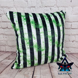 Black, green, white beetlejuice stripes Soft Cushion
