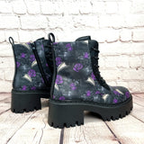 Plague doctor chunky heel ankle boots