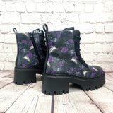 Plague doctor chunky heel ankle boots