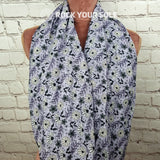 Lilac Floral Bats infinity scarf