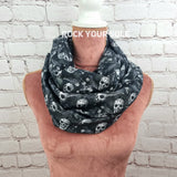 Raven and skulls infinity scarf