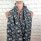 Raven and skulls infinity scarf