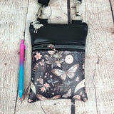 Floral Butterfly Faux Leather Crossbody Phone Bag