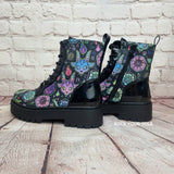 Baphomed neon goat ankle boots
