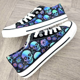 Skulls and Blue flowers women sneakers