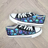 Skulls and Blue flowers women sneakers