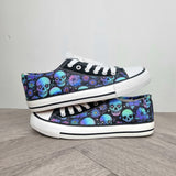 Skulls and Blue flowers women sneakers