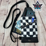 Checkerboard Grunge Mini Travel Sling Bag