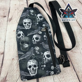 Skulls and Ravens Mini Travel Sling Bag