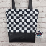Grunge Checkerboard Tote Bag with Zip