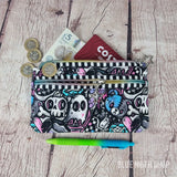Emo Skater Skull Cotton Canvas Slim Purse Wallet