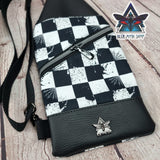 Checkerboard Grunge Mini Travel Sling Bag
