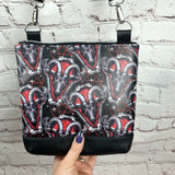 Red Baphomed Goat Skull medium crossbody bag