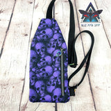 Purple Skulls Mini Travel Sling Bag
