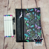 Neon Occult Skull Notebook with removable cover A5