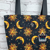 Celestial Sun Moon Tote Bag with Zip