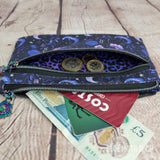 Purple Floral Moons Eco Cotton Canvas Slim Purse Wallet
