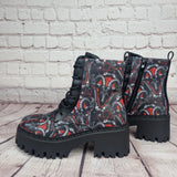 Baphomed Red Goat chunky heel ankle boots