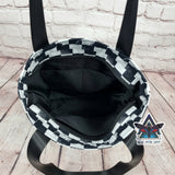 Grunge Checkerboard Tote Bag with Zip
