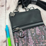 Foxglove Flowers Faux Leather Crossbody Phone Bag