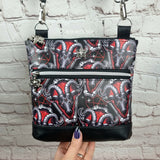 Red Baphomed Goat Skull medium crossbody bag