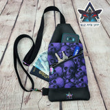 Purple Skulls Mini Travel Sling Bag