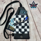 Checkerboard Grunge Mini Travel Sling Bag