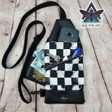 Checkerboard Grunge Mini Travel Sling Bag