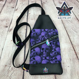 Purple Skulls Mini Travel Sling Bag
