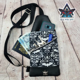 Damask Bats Mini Travel Sling Bag