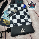 Checkerboard Grunge Mini Travel Sling Bag