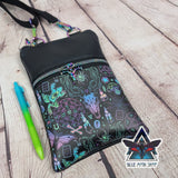 Neon Occult Skull Faux Leather Crossbody Phone Bag