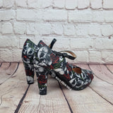 Skulls and Roses 4inch heels with staps