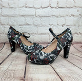 Skulls and Roses 4inch heels with staps