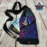 Purple Leopard Mini Travel Sling Bag