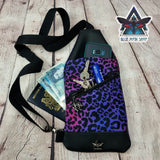 Purple Leopard Mini Travel Sling Bag