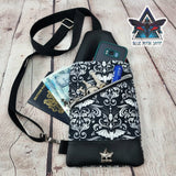 Damask Bats Mini Travel Sling Bag
