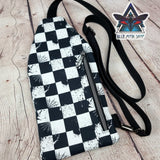 Checkerboard Grunge Mini Travel Sling Bag