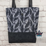 Grey Fern Tote Bag with Zip