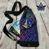 Purple Leopard Mini Travel Sling Bag