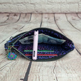 Purple Floral Moons Eco Cotton Canvas Slim Purse Wallet